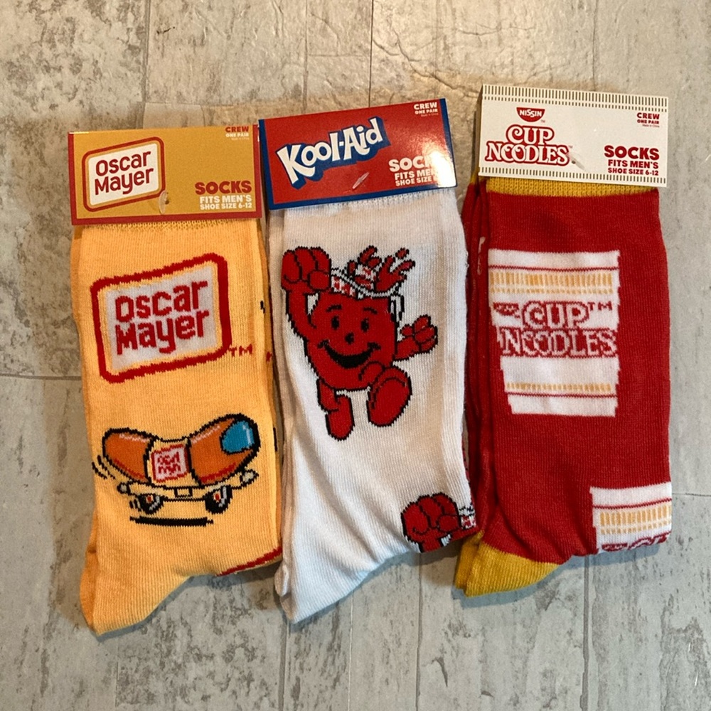 Men’s 3 Pack Snack & Junk Food Theme Crew Socks Set